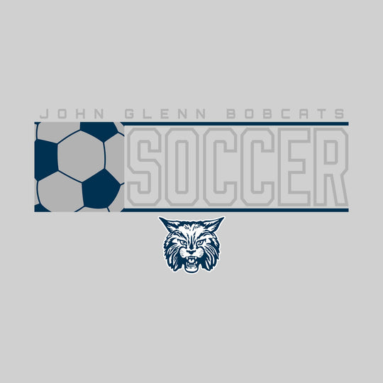John Glenn Bobcats - Soccer - School Name with Squared Soccer Ball &amp; Mascot