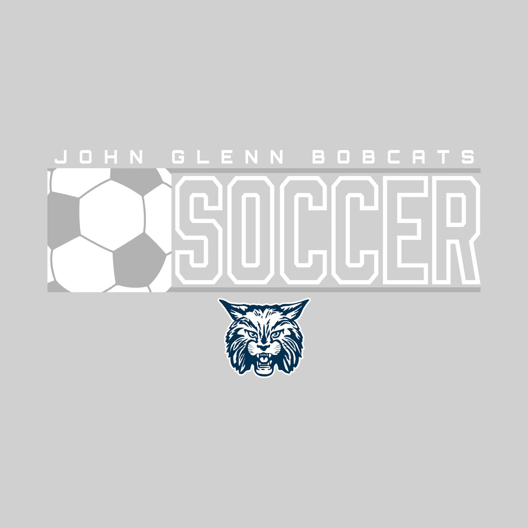 John Glenn Bobcats - Soccer - School Name with Squared Soccer Ball &amp; Mascot