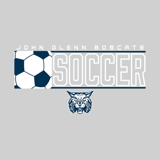 John Glenn Bobcats - Soccer - School Name with Squared Soccer Ball &amp; Mascot