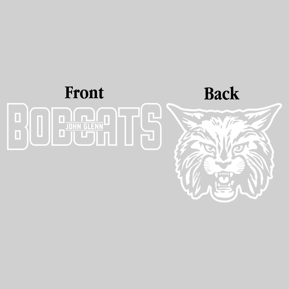 John Glenn Bobcats - Spirit Wear - Black & White - Mascot Name with Back Mascot