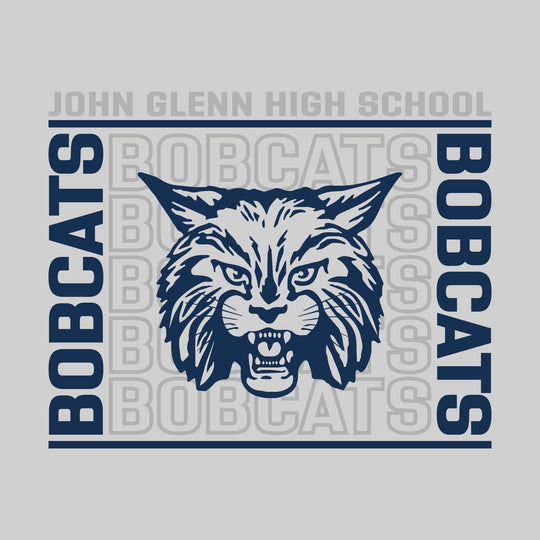 John Glenn Bobcats - Spirit Wear - Bracketed Repeating Outlined Bobcats with Mascot