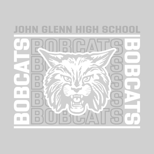 John Glenn Bobcats - Spirit Wear - Bracketed Repeating Outlined Bobcats with Mascot