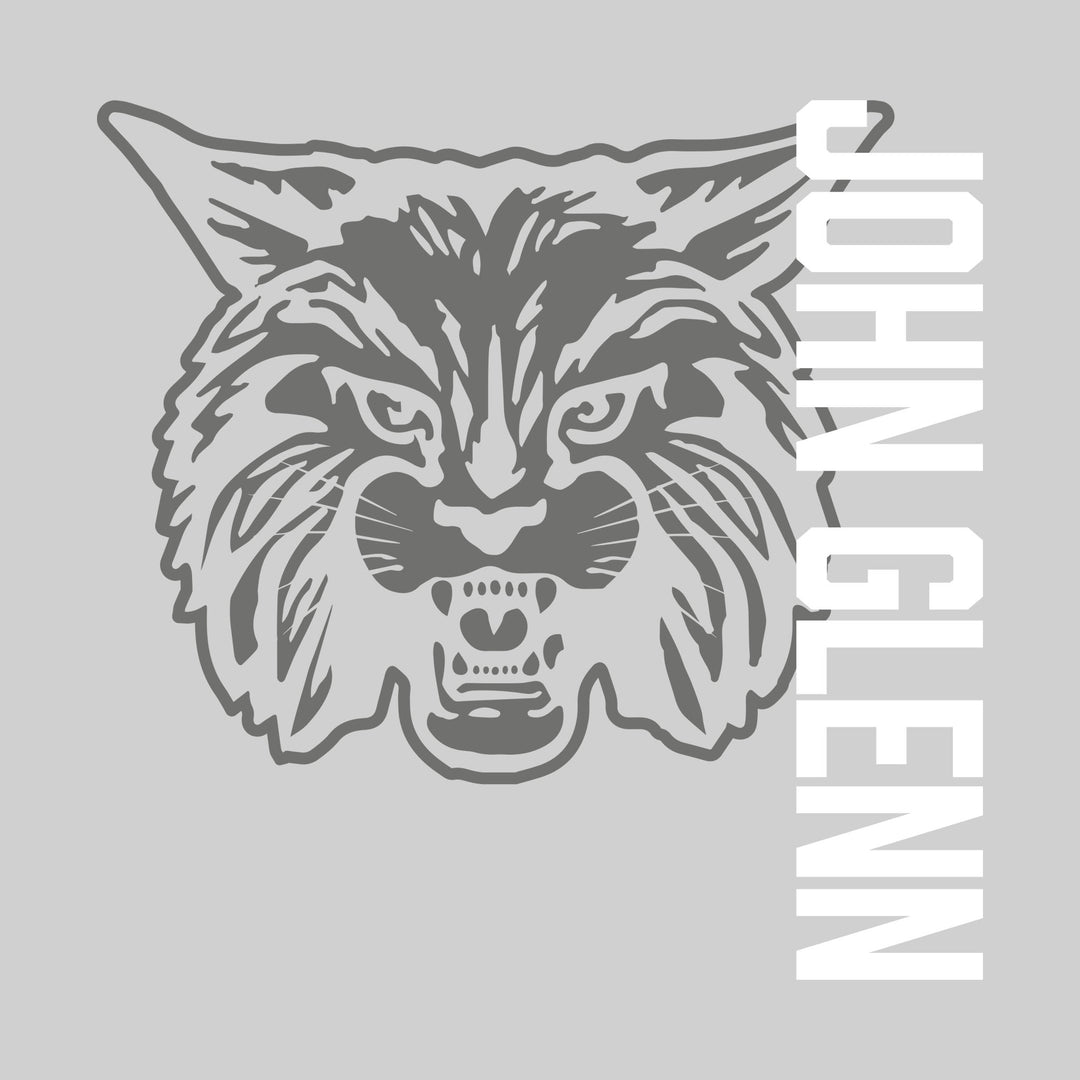 John Glenn Bobcats - Spirit Wear - Gray Mascot with Vertical School Name