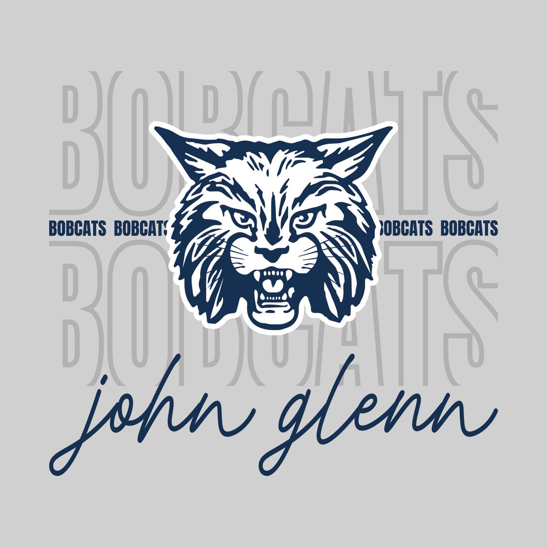 John Glenn Bobcats - Spirit Wear - Outlined Bobcats with Cursive School Name