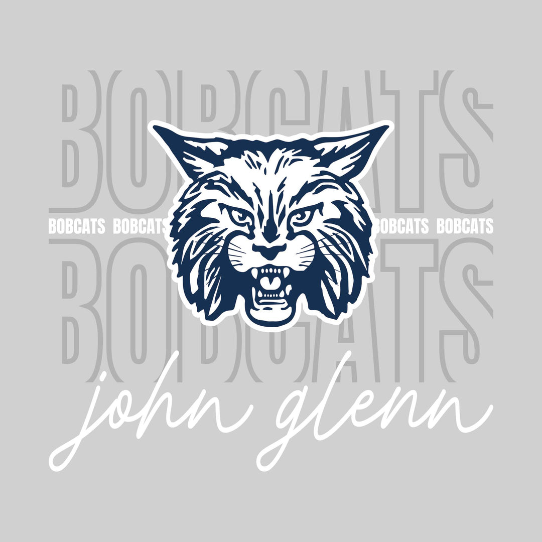 John Glenn Bobcats - Spirit Wear - Outlined Bobcats with Cursive School Name