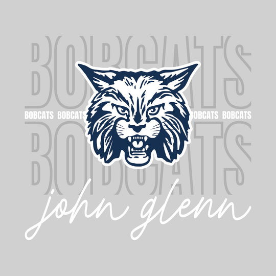 John Glenn Bobcats - Spirit Wear - Outlined Bobcats with Cursive School Name