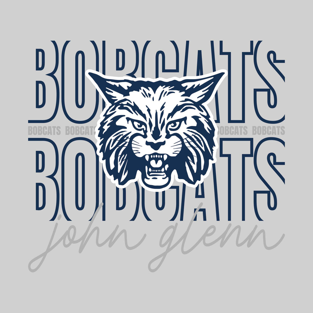 John Glenn Bobcats - Spirit Wear - Outlined Bobcats with Cursive School Name