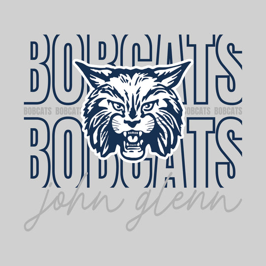 John Glenn Bobcats - Spirit Wear - Outlined Bobcats with Cursive School Name