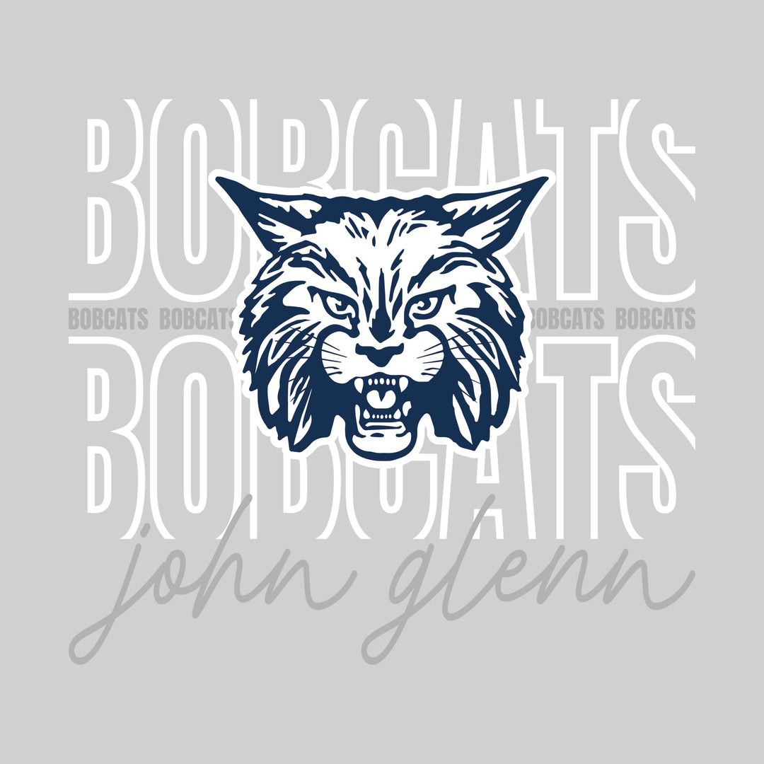 John Glenn Bobcats - Spirit Wear - Outlined Bobcats with Cursive School Name