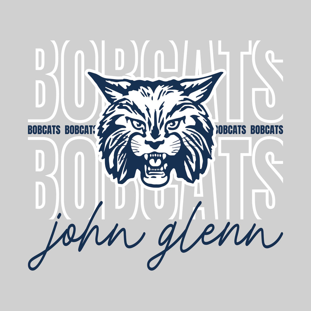 John Glenn Bobcats - Spirit Wear - Outlined Bobcats with Cursive School Name