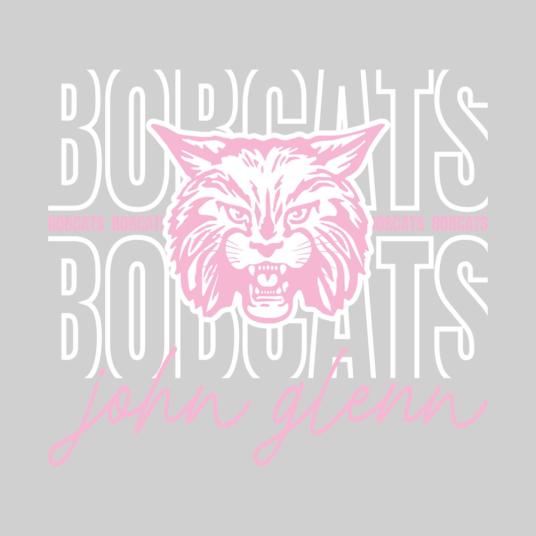 John Glenn Bobcats - Spirit Wear - Outlined Bobcats with Cursive School Name