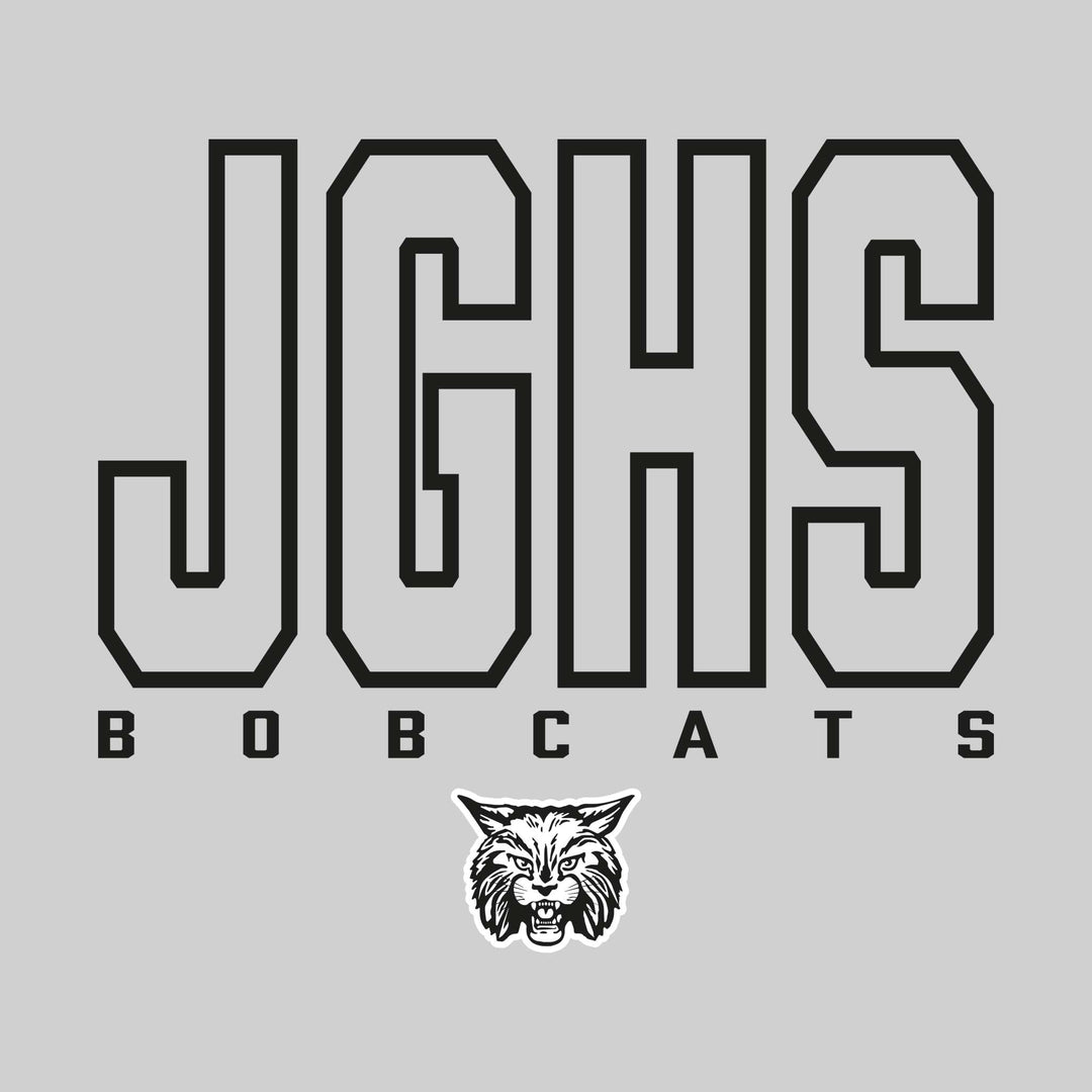John Glenn Bobcats - Spirit Wear - Outlined School Acronym with Mascot Name &amp; Mascot
