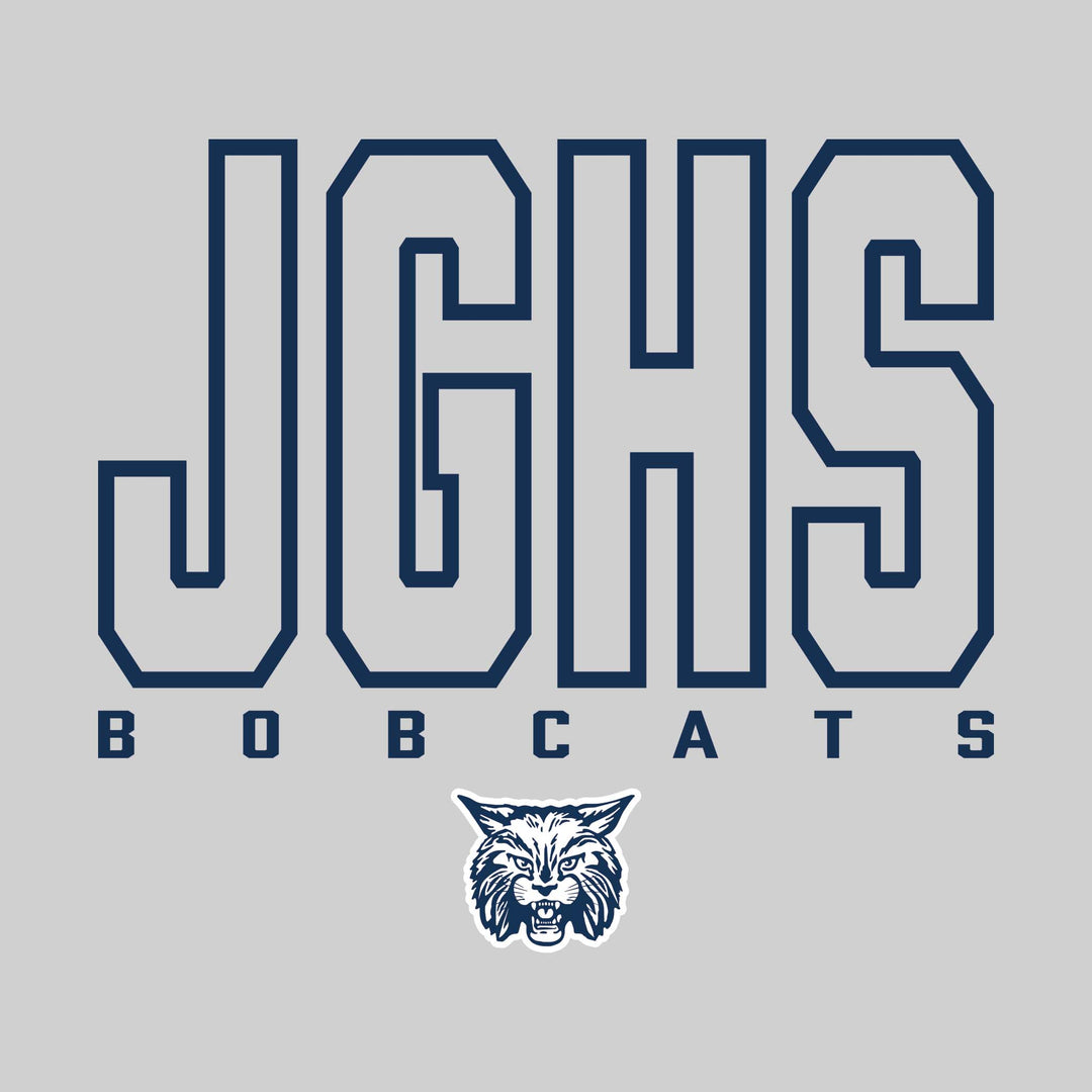 John Glenn Bobcats - Spirit Wear - Outlined School Acronym with Mascot Name &amp; Mascot