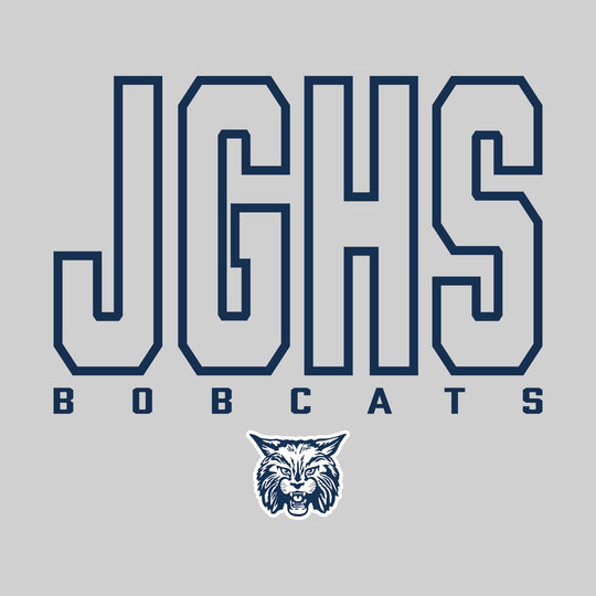 John Glenn Bobcats - Spirit Wear - Outlined School Acronym with Mascot Name &amp; Mascot