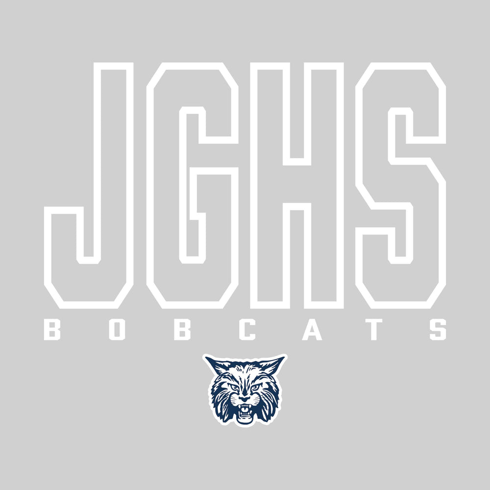 John Glenn Bobcats - Spirit Wear - Outlined School Acronym with Mascot Name & Mascot