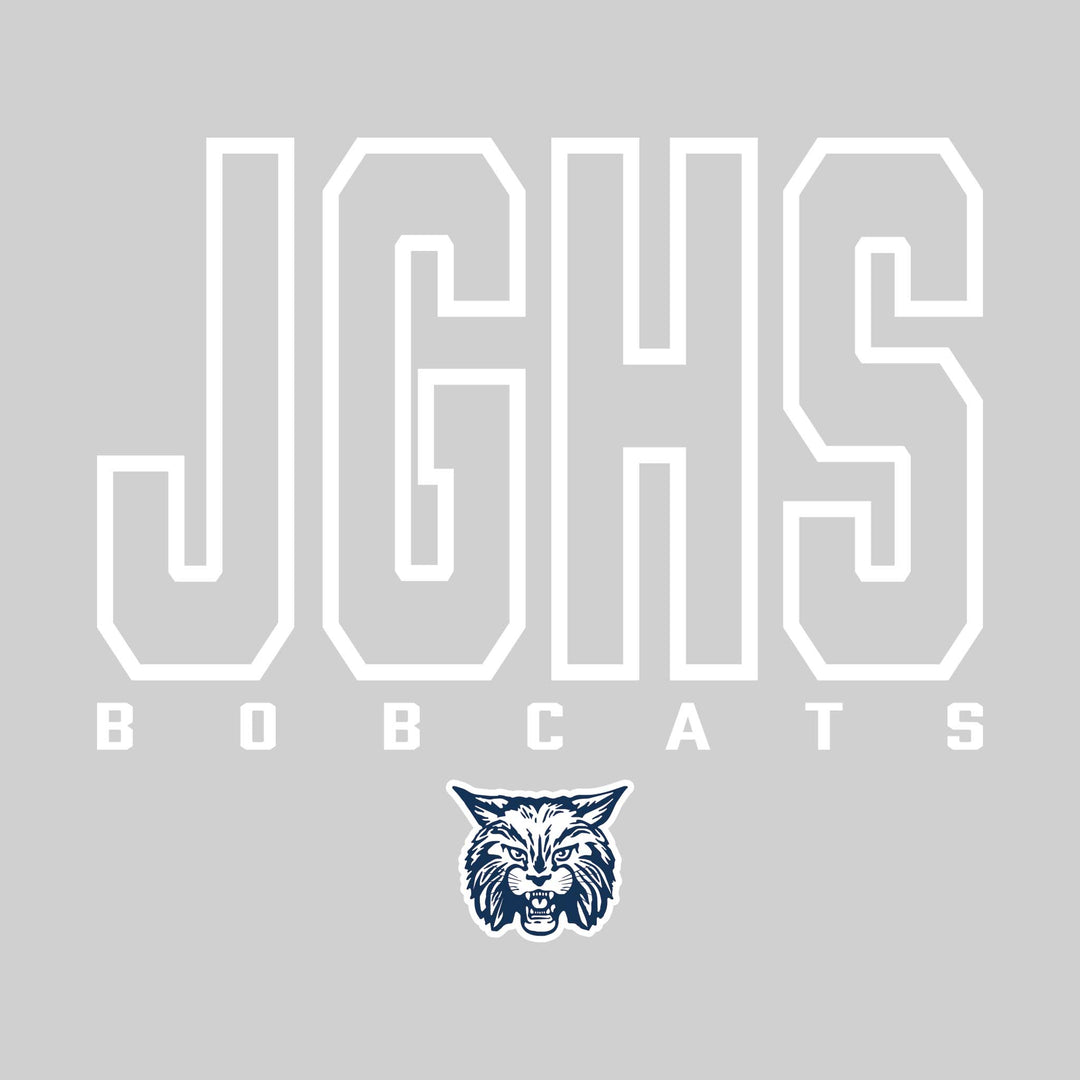 John Glenn Bobcats - Spirit Wear - Outlined School Acronym with Mascot Name &amp; Mascot