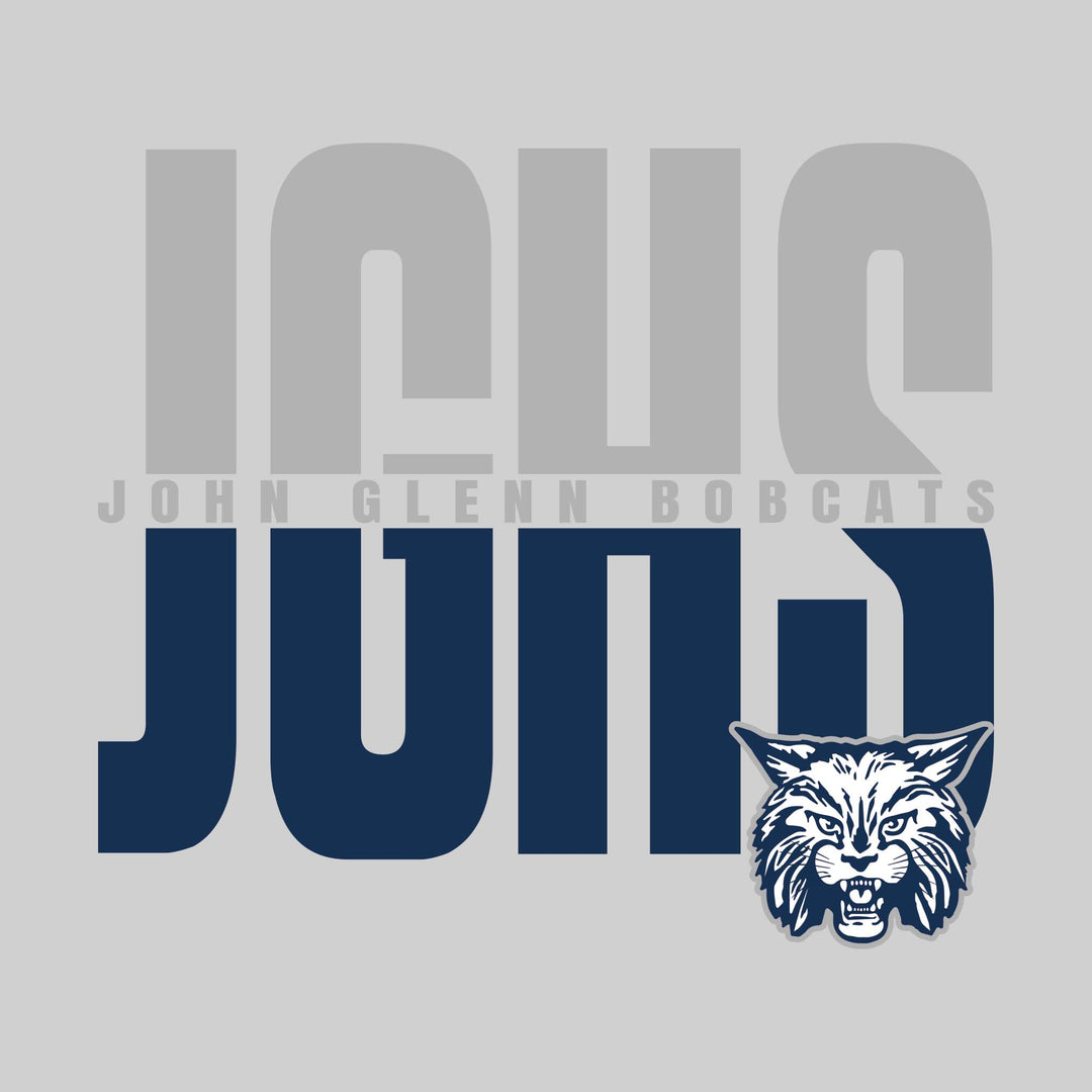 John Glenn Bobcats - Spirit Wear - Split-Color Oversized School Acronym with School Name