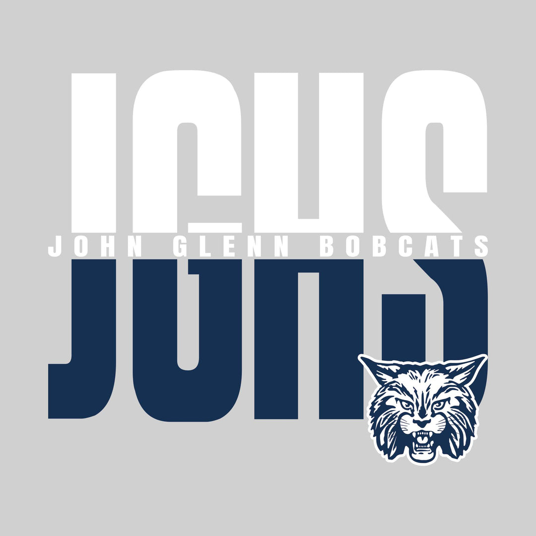John Glenn Bobcats - Spirit Wear - Split-Color Oversized School Acronym with School Name