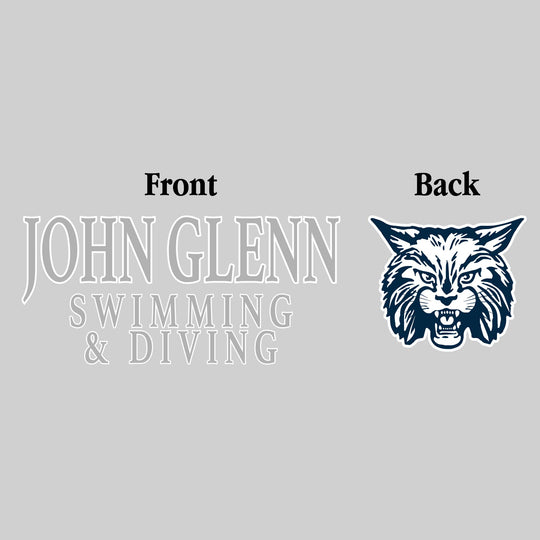John Glenn Bobcats - Swimming & Diving - John Glenn Swimming & Diving - Outlined Text Mascot on Back