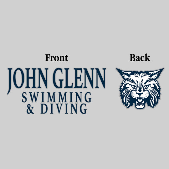 John Glenn Bobcats - Swimming & Diving - John Glenn Swimming & Diving - Outlined Text Mascot on Back