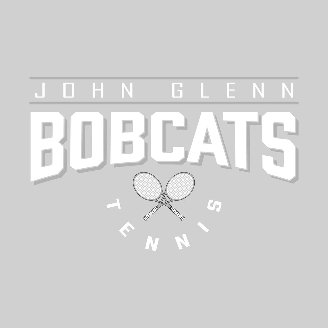 John Glenn Bobcats - Tennis - Bracketed School Name with Crossed Tennis Rackets