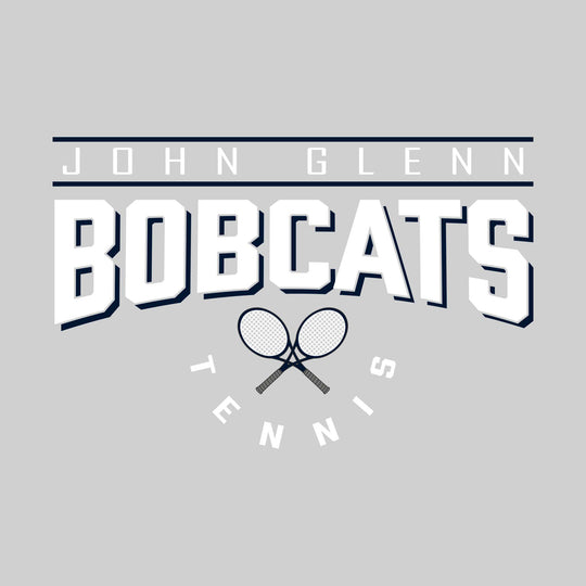 John Glenn Bobcats - Tennis - Bracketed School Name with Crossed Tennis Rackets