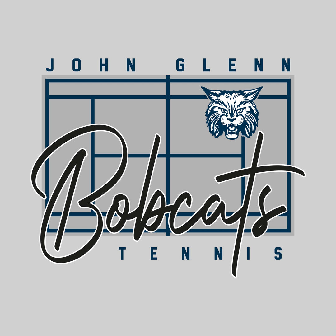 John Glenn Bobcats - Tennis - Tennis Court with School Name and Mascot