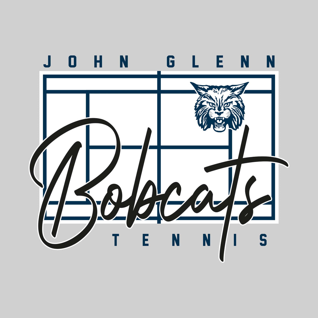 John Glenn Bobcats - Tennis - Tennis Court with School Name and Mascot