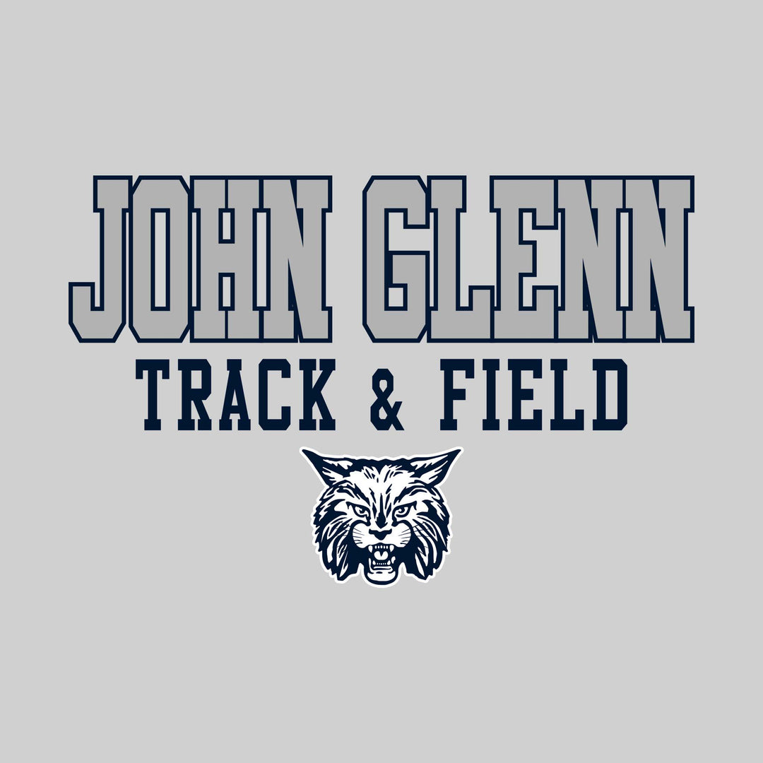 John Glenn Bobcats - Track & Field - Outlined School Name Over Track & Field with Mascot