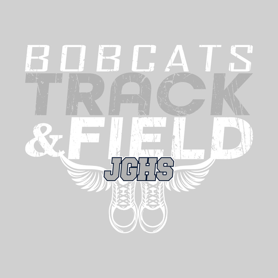John Glenn Bobcats - Track & Field - Slanted Text with Winged Shoes