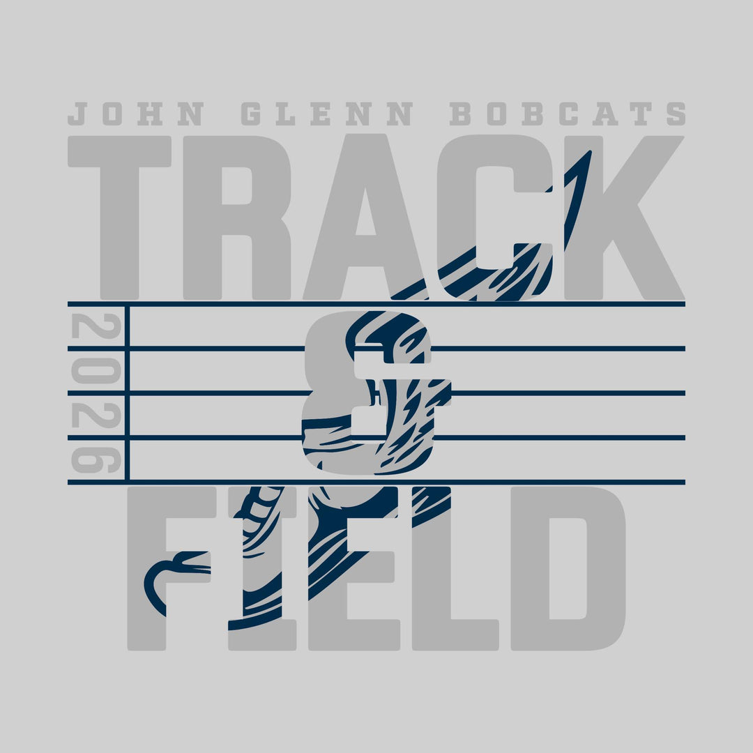 John Glenn Bobcats - Track &amp; Field - Track Lanes with Year and Winged Shoe