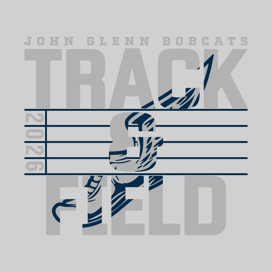 John Glenn Bobcats - Track &amp; Field - Track Lanes with Year and Winged Shoe
