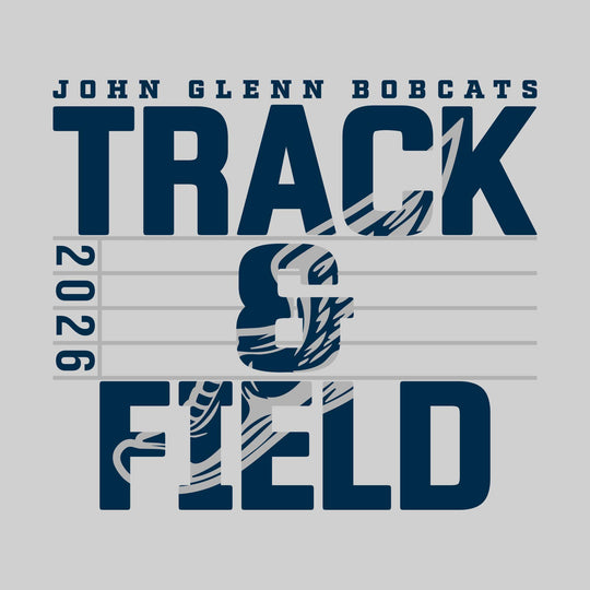 John Glenn Bobcats - Track &amp; Field - Track Lanes with Year and Winged Shoe
