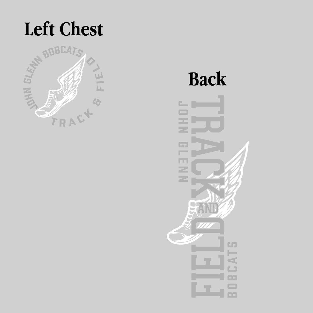 John Glenn Bobcats - Track & Field - Vertical Track & Field with School Name and Winged Shoe