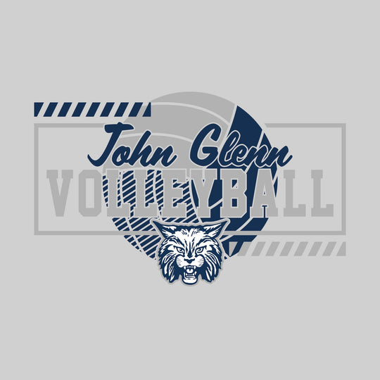 John Glenn Bobcats - Volleyball - Framed School Name with Volleyball Shape &amp; Mascot