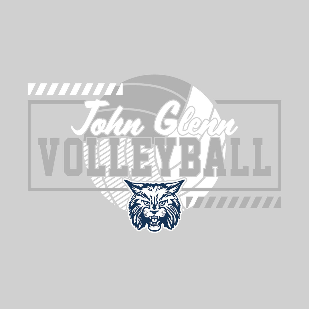 John Glenn Bobcats - Volleyball - Framed School Name with Volleyball Shape &amp; Mascot