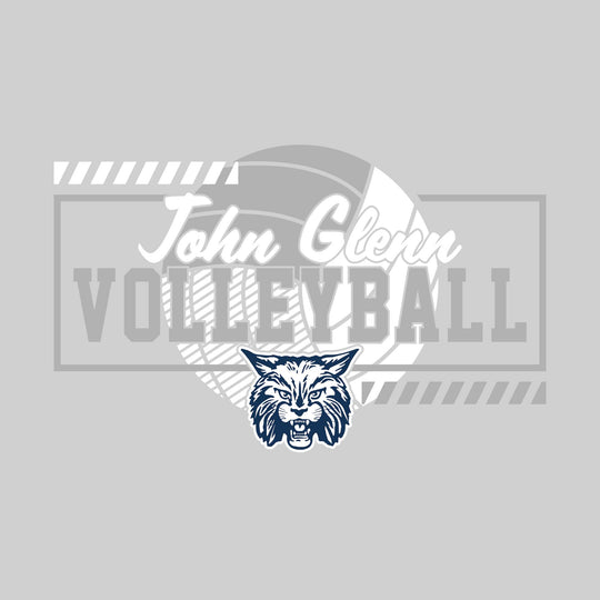 John Glenn Bobcats - Volleyball - Framed School Name with Volleyball Shape &amp; Mascot