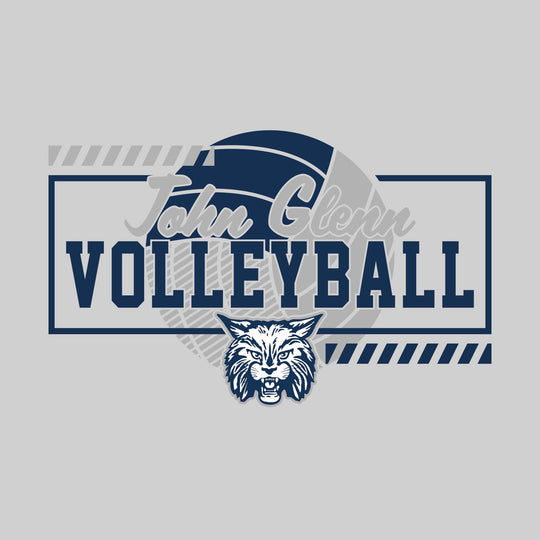 John Glenn Bobcats - Volleyball - Framed School Name with Volleyball Shape &amp; Mascot