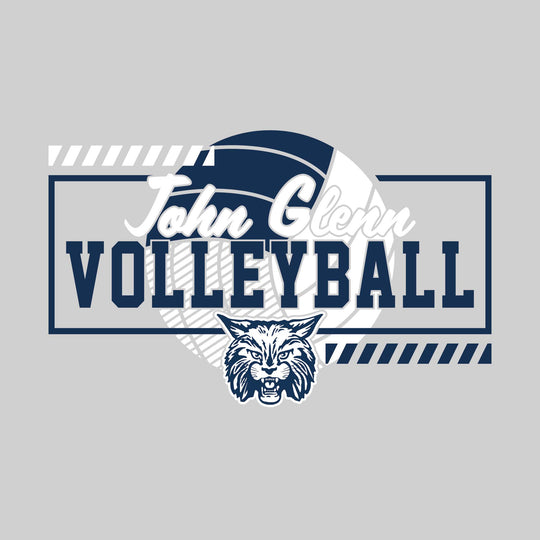 John Glenn Bobcats - Volleyball - Framed School Name with Volleyball Shape &amp; Mascot