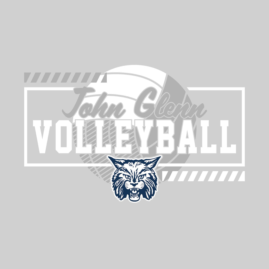 John Glenn Bobcats - Volleyball - Framed School Name with Volleyball Shape &amp; Mascot