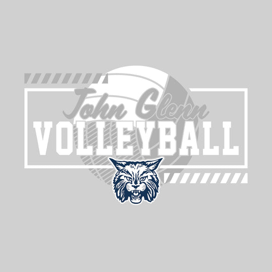 John Glenn Bobcats - Volleyball - Framed School Name with Volleyball Shape &amp; Mascot