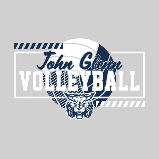 John Glenn Bobcats - Volleyball - Framed School Name with Volleyball Shape &amp; Mascot