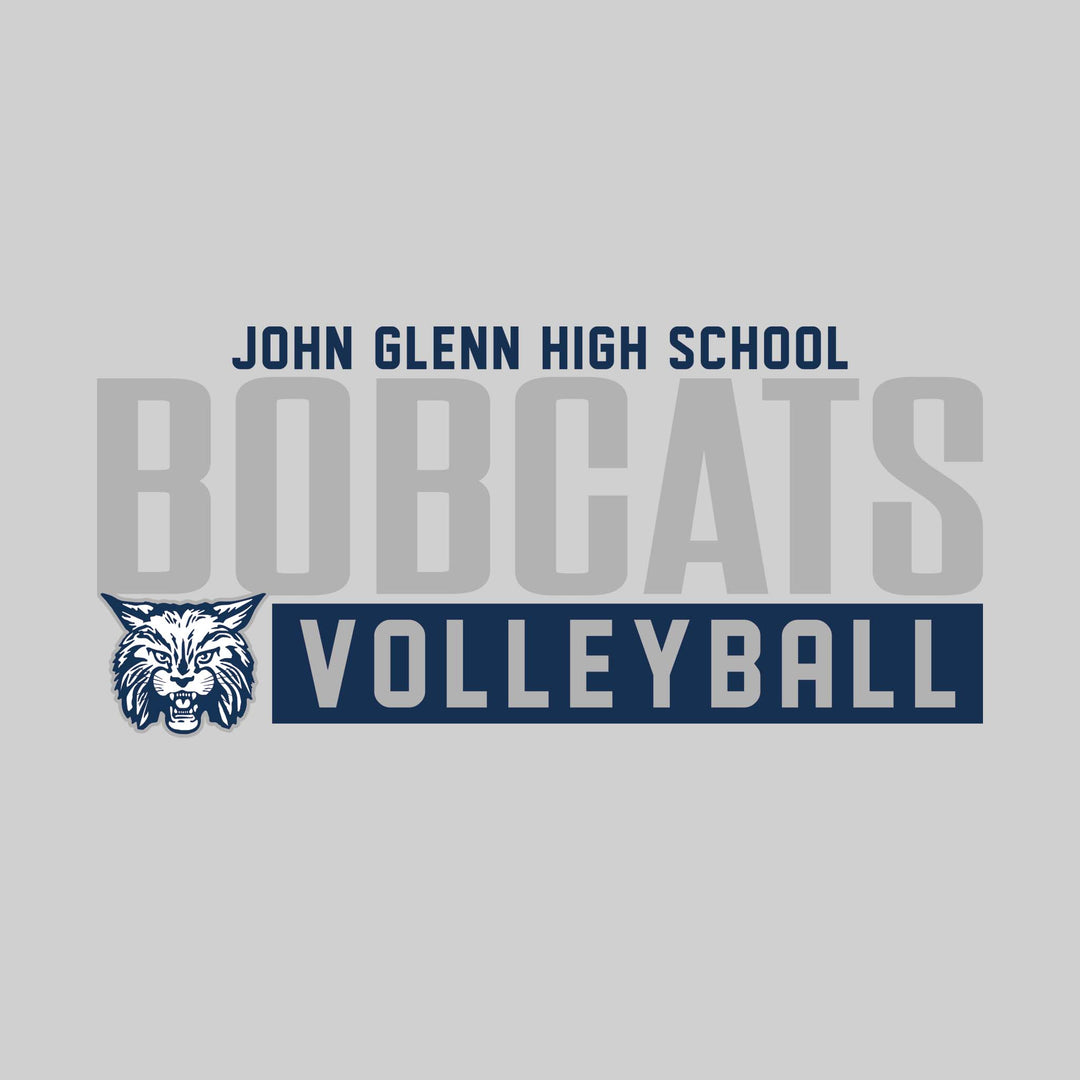 John Glenn Bobcats - Volleyball - Large Mascot Name Over Volleyball with Mascot