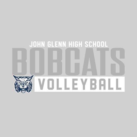 John Glenn Bobcats - Volleyball - Large Mascot Name Over Volleyball with Mascot