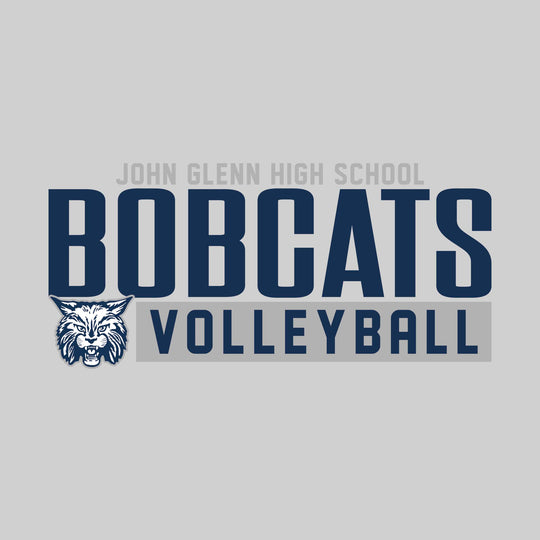 John Glenn Bobcats - Volleyball - Large Mascot Name Over Volleyball with Mascot