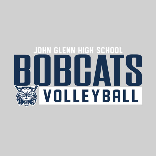 John Glenn Bobcats - Volleyball - Large Mascot Name Over Volleyball with Mascot