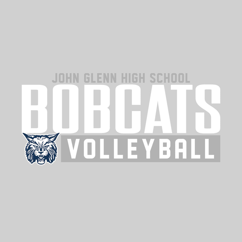 John Glenn Bobcats - Volleyball - Large Mascot Name Over Volleyball with Mascot