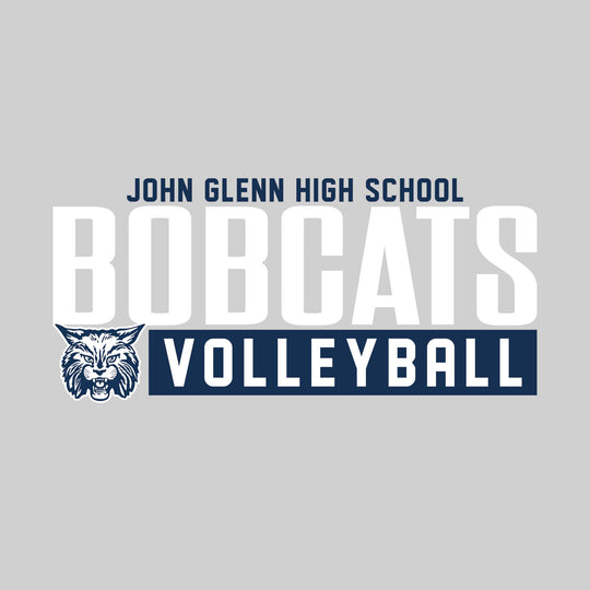 John Glenn Bobcats - Volleyball - Large Mascot Name Over Volleyball with Mascot
