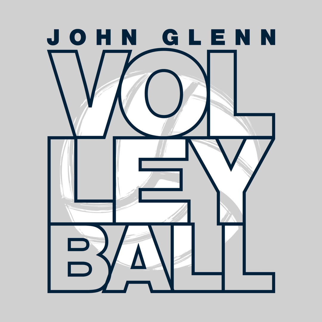 John Glenn Bobcats - Volleyball - Stacked Letters with Sketched Volleyball Inset