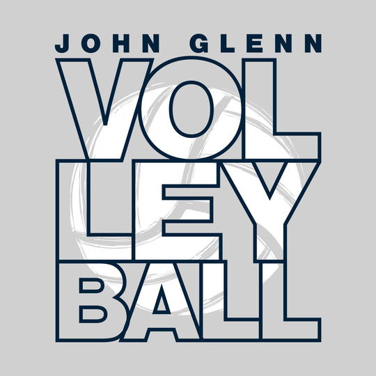 John Glenn Bobcats - Volleyball - Stacked Letters with Sketched Volleyball Inset